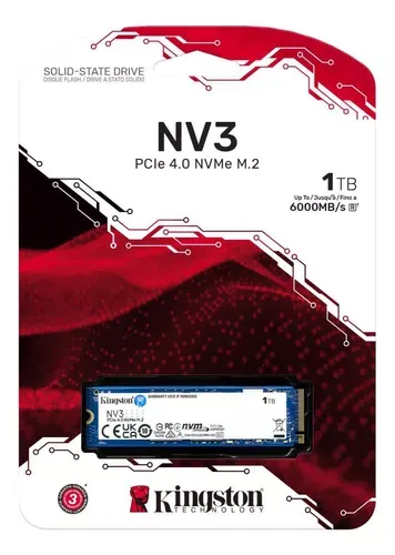 Ssd M.2 Nvme 4.0 1tb Kingston Nv3 2280 6000mb/S E 4000 Mb/S Cor Azul-Escuro
